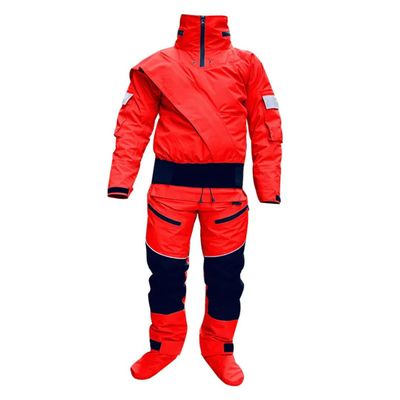 Kayak Dry Suits Men Hooded One-Piece Overall Paddling Drysuit Waterproof Survival Rescue Clothes Red S