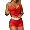 Akklian Sexy Lingerie Set for Women Sheer Lace Silk Sling Pajama Sets Push up Corset and Boyshorts Sleepwear 3 Piece Sets view 1