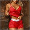 Akklian Sexy Lingerie Set for Women Sheer Lace Silk Sling Pajama Sets Push up Corset and Boyshorts Sleepwear 3 Piece Sets view 2