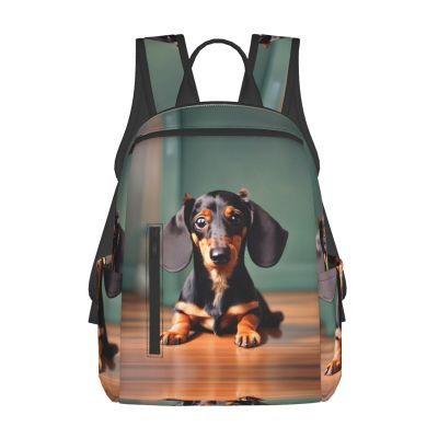 DRTGEDS Cute Dachshund Duggee Backpacks Lightweight Bookbag With 1 Main Compartment, Front Utility Pocket With Built