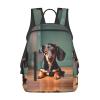 DRTGEDS Cute Dachshund Duggee Backpacks Lightweight Bookbag With 1 Main Compartment, Front Utility Pocket With Built view 1