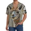 Alpaca Llama Men's Casual Shirts Short Sleeve Regular Fit Fashion Camp Beach Shirts Tops Black view 2