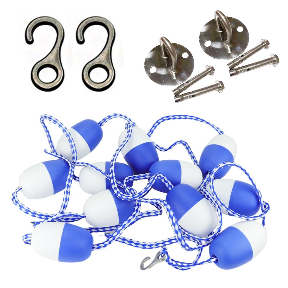 NineFit Basics Swimming Pool Safety Divider Rope & Float Kits, UV Protection Safety Pool Rope with 2 Retainers  2 Hooks, Pool Separation Line for Public Pools, 5m(16.4ft)