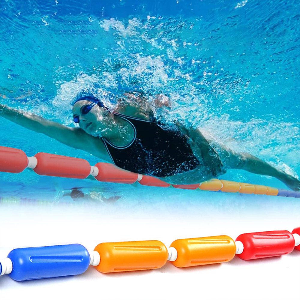 Swimming Pool Rope Float Kits, Commercial Floating Rope Lane Line with Hooks, 1-10 M Long Safety Marker Lines for Dividing Pool Lanes Areas (Size : 9m/29.5ft)