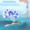 NineFit Basics Swimming Pool Safety Floating Buoy Line, Bi Tone Floating Line with 2 Pre Assembled Stainless Hooks, Blue White Floats Rope Kit, 60m/196.8ft view 4