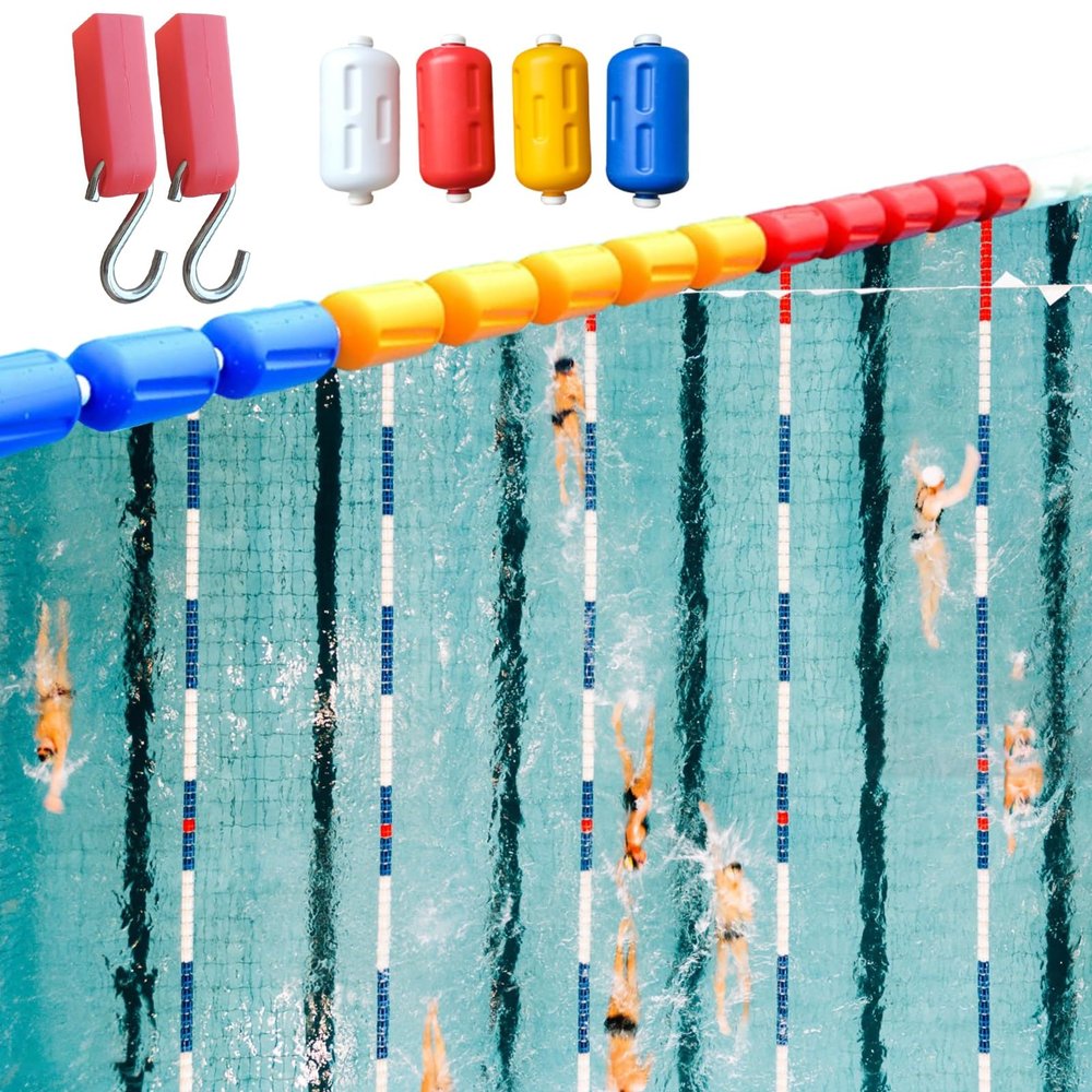 NineFit Basics Swimming Pool Divider Float Line, Professional Pool Safety Rope Kits with Floating Buoys  Hooks, Beach/Swimming Training Pool Safety Rope, 7m(23ft)