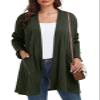 BELAROI Womens Plus Size Cardigan Long Sleeves Fall Sweaters with Pockets Lightweight Oversized Long Cardigans Winter Jacket Open Front (4X, Army Green) view 1