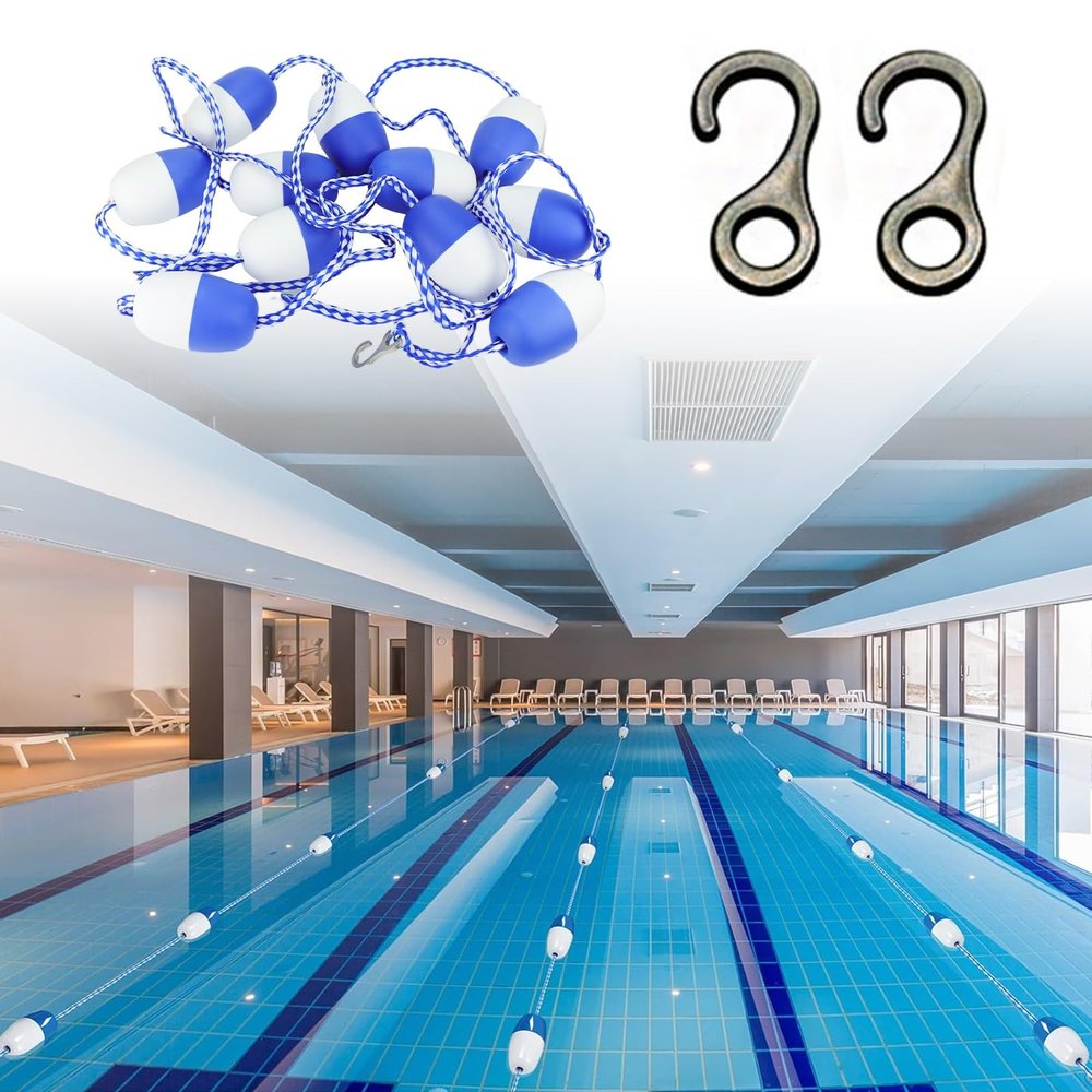 NineFit Basics Pool Safety Float Line Divider Rope, Professional Swimming Lane Dividers Line with Bi-Tone Floating Buoys, Swimming Pool Lane Line Safety Fence (Color: 6m(19.6ft))