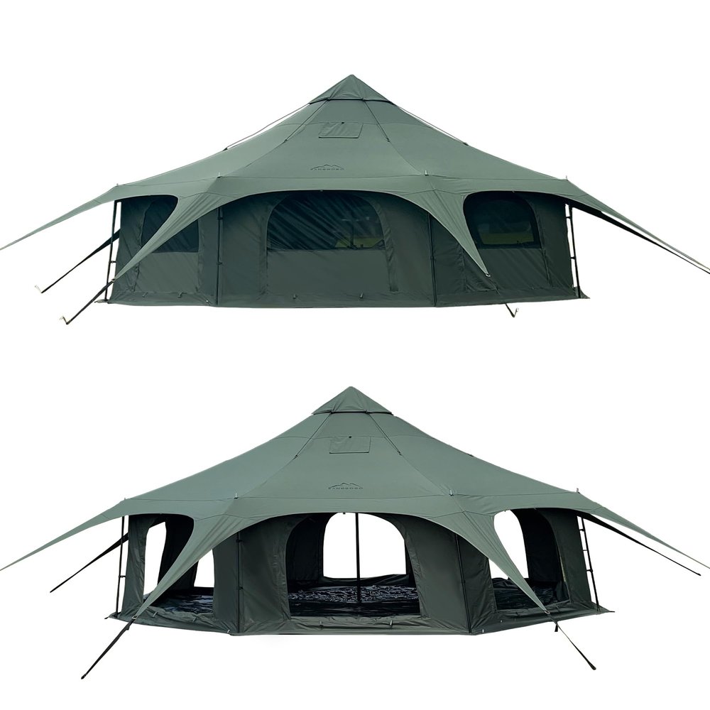 Kanggogo Cotton Canvas Tent Bell - Yurts Breathable and Windproof,Glamping for 6/8/10Person Family Camping (Green)