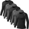 NebuKinex 5 Pack Women's Compression Shirt Long Sleeve Workout Tops Athletic Baselayer Quick Dry Gym Yoga Running T-Shirt 3Black/2Grey S view 1