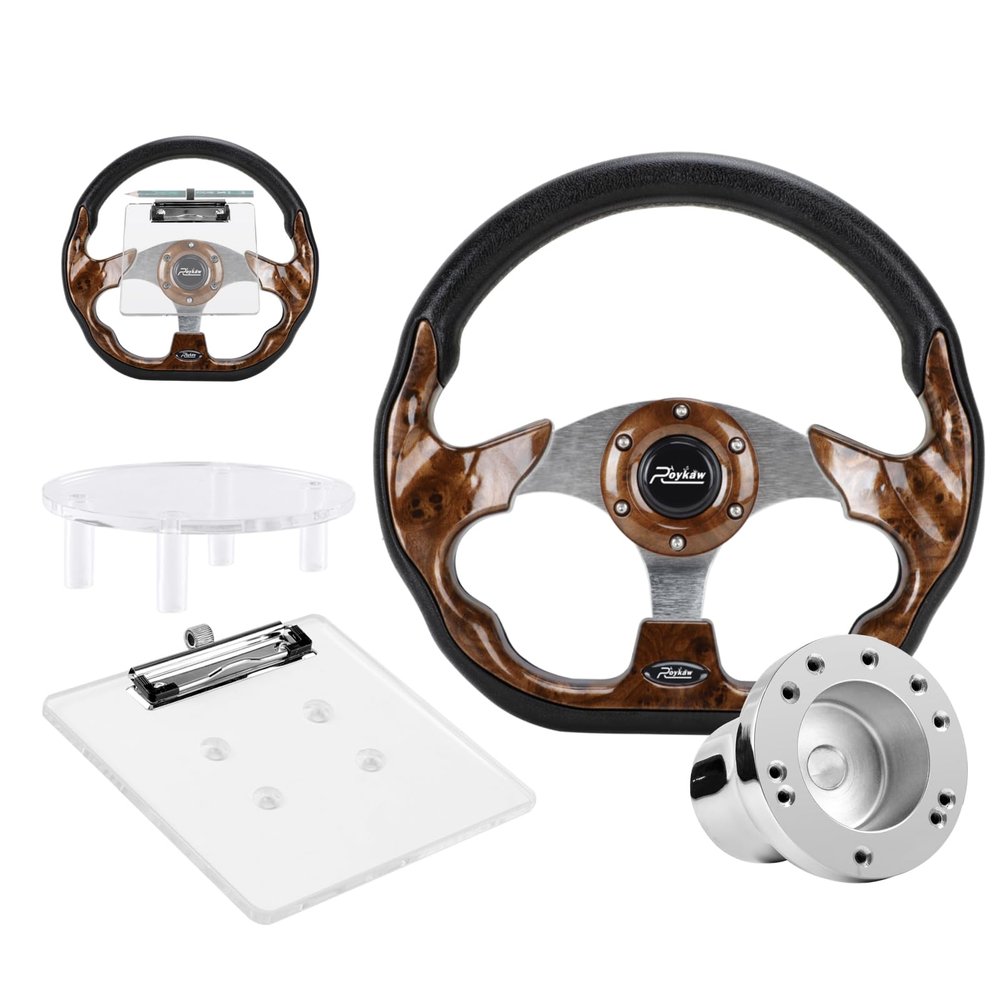 Roykaw Golf Cart Steering Wheel with Hub Adapter and Scorecard Holder-for Club Car Precedent 2004-up Models