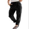 EVALESS Business Casual Black Corduroy Pants for Women Spring 2026 Drawstring Elastic High Waist Pants Loose Comfy Straight Leg Trousers with Pockets Small view 1