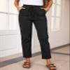 EVALESS Business Casual Black Corduroy Pants for Women Spring 2026 Drawstring Elastic High Waist Pants Loose Comfy Straight Leg Trousers with Pockets Small view 2