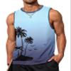 Gosuif Tank Tops Men Men's Tank Shirts Mens Tank Tops Summer Graphic Palm Tree Sleeveless Shirt Beach Workout Gym Tank Tops Sleeveless Hawaiian Tank Top for Men Medium Blue view 1