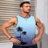 Gosuif Tank Tops Men Men's Tank Shirts Mens Tank Tops Summer Graphic Palm Tree Sleeveless Shirt Beach Workout Gym Tank Tops Sleeveless Hawaiian Tank Top for Men Medium Blue view 2