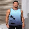 Gosuif Tank Tops Men Men's Tank Shirts Mens Tank Tops Summer Graphic Palm Tree Sleeveless Shirt Beach Workout Gym Tank Tops Sleeveless Hawaiian Tank Top for Men Medium Blue view 3