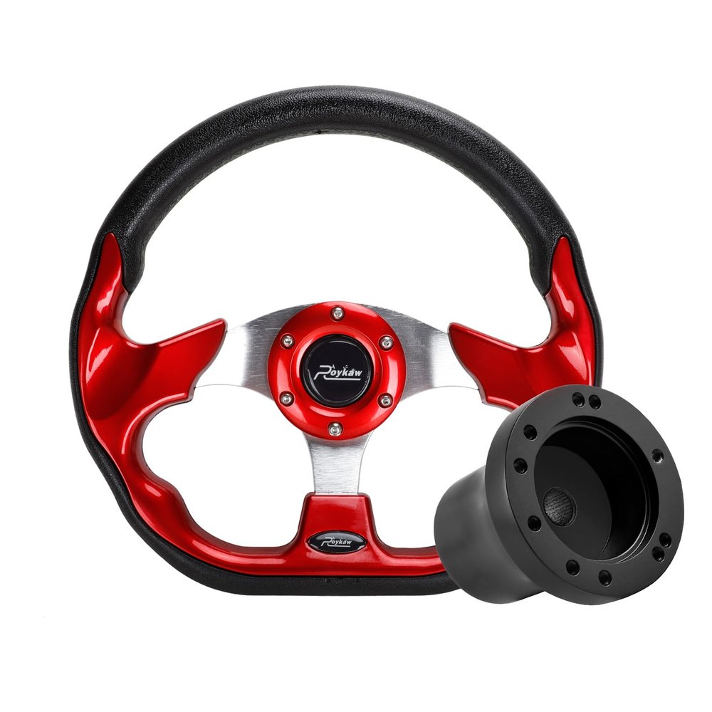 Roykaw Golf Cart Steering Wheel with Hub Adapter Compatible with Yamaha