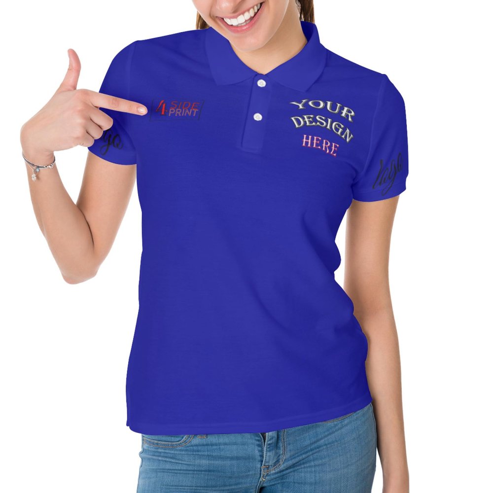 NineFit Basics Custom Polo Shirts Bulk Woman Personalized Polo Shirts with Logo Name Picture Design Your Own for Business Short Sleeve Shirt Sports Navy Large