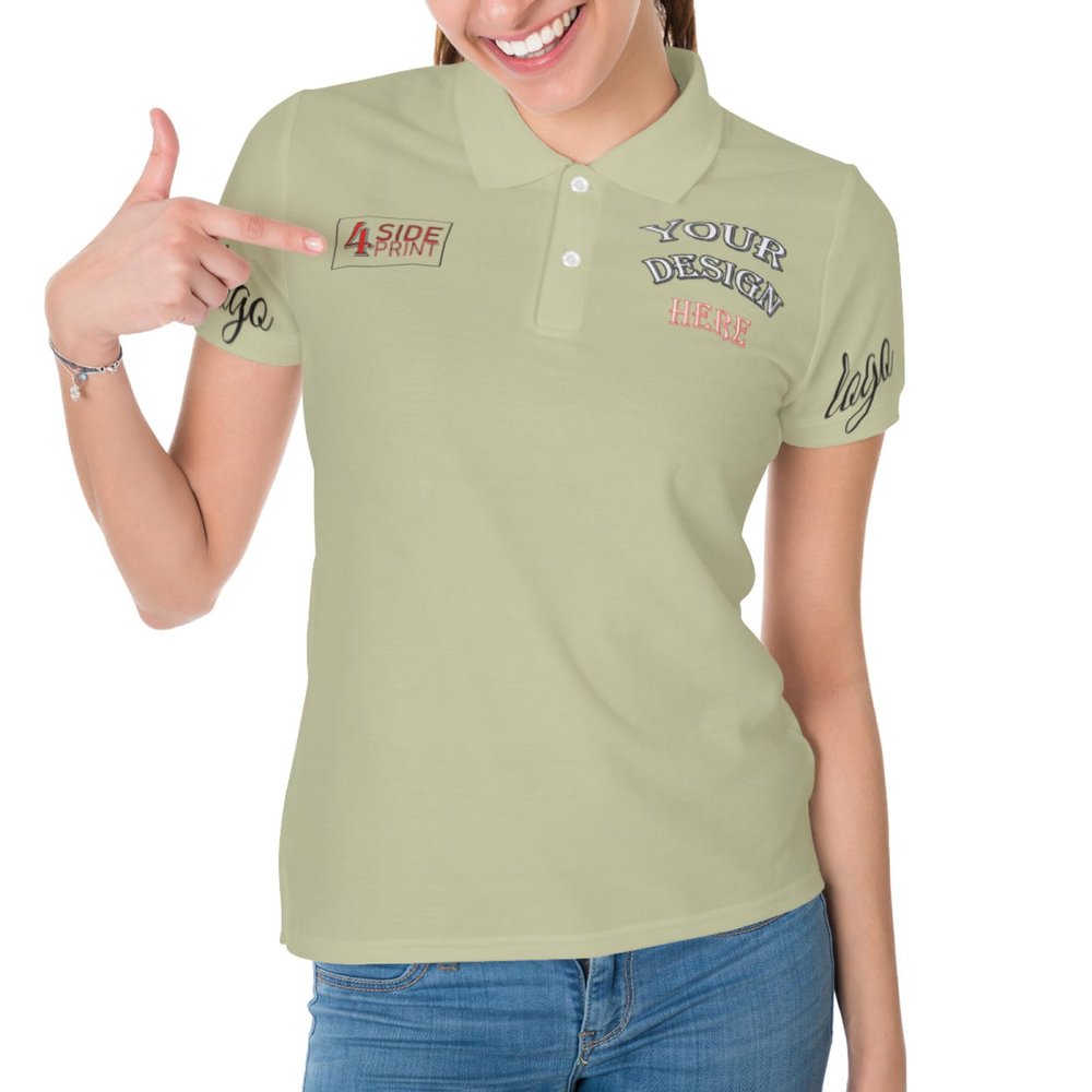 NineFit Basics Custom Polo Shirts Bulk Woman Personalized Polo Shirts with Logo Name Picture Design Your Own for Business Short Sleeve Shirt Sports Tan Small