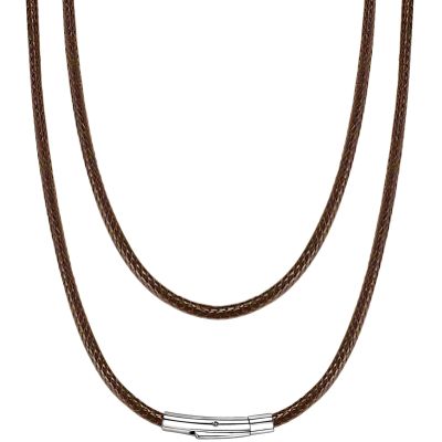 Hoyazvet Chain Mens Necklace Brown Wax String Rope Leather Chain Cord 3mm 18 inch Waterproof Cord Chain, US002G318-HY