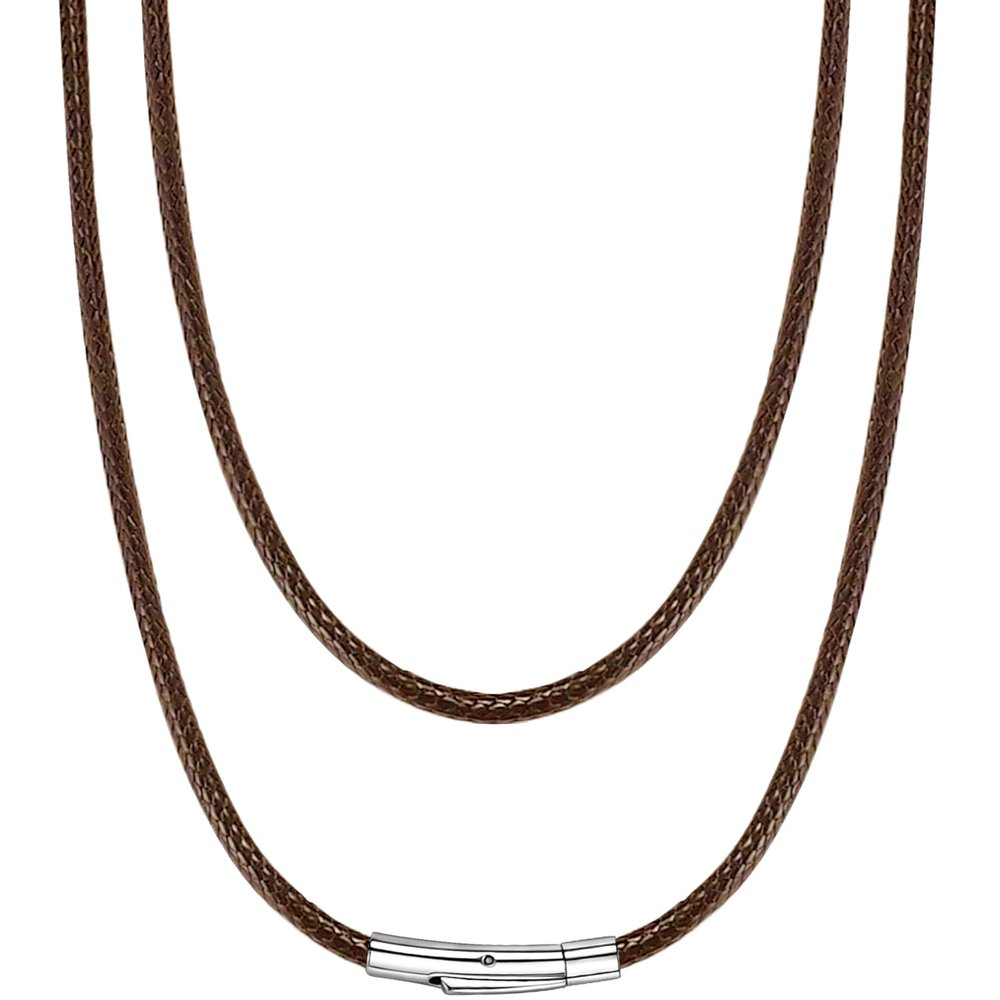 Hoyazvet Chain Mens Necklace Brown Wax String Rope Leather Chain Cord 3mm 18 inch Waterproof Cord Chain, US002G318-HY