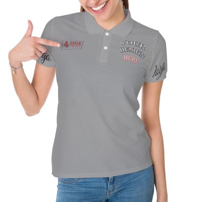 NineFit Basics Custom Polo Shirts Bulk for Women Personalized Polo Shirts with Logo Name Picture Design Your Own Print Short Sleeve Shirt Sports Gray Large