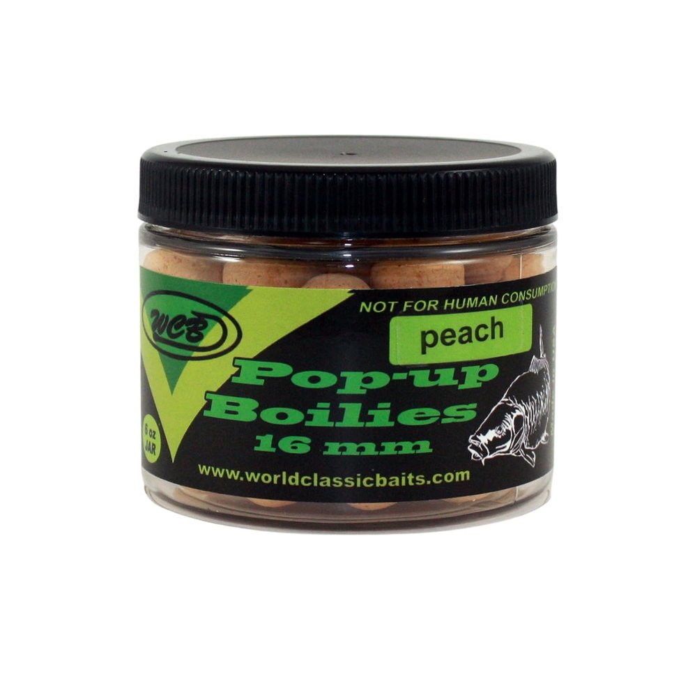 WCB Carp Baits Pop Up Boilies 16 mm - Carp Fishing Bait - Ideal for Carp Fishing (Flavor: Peach)
