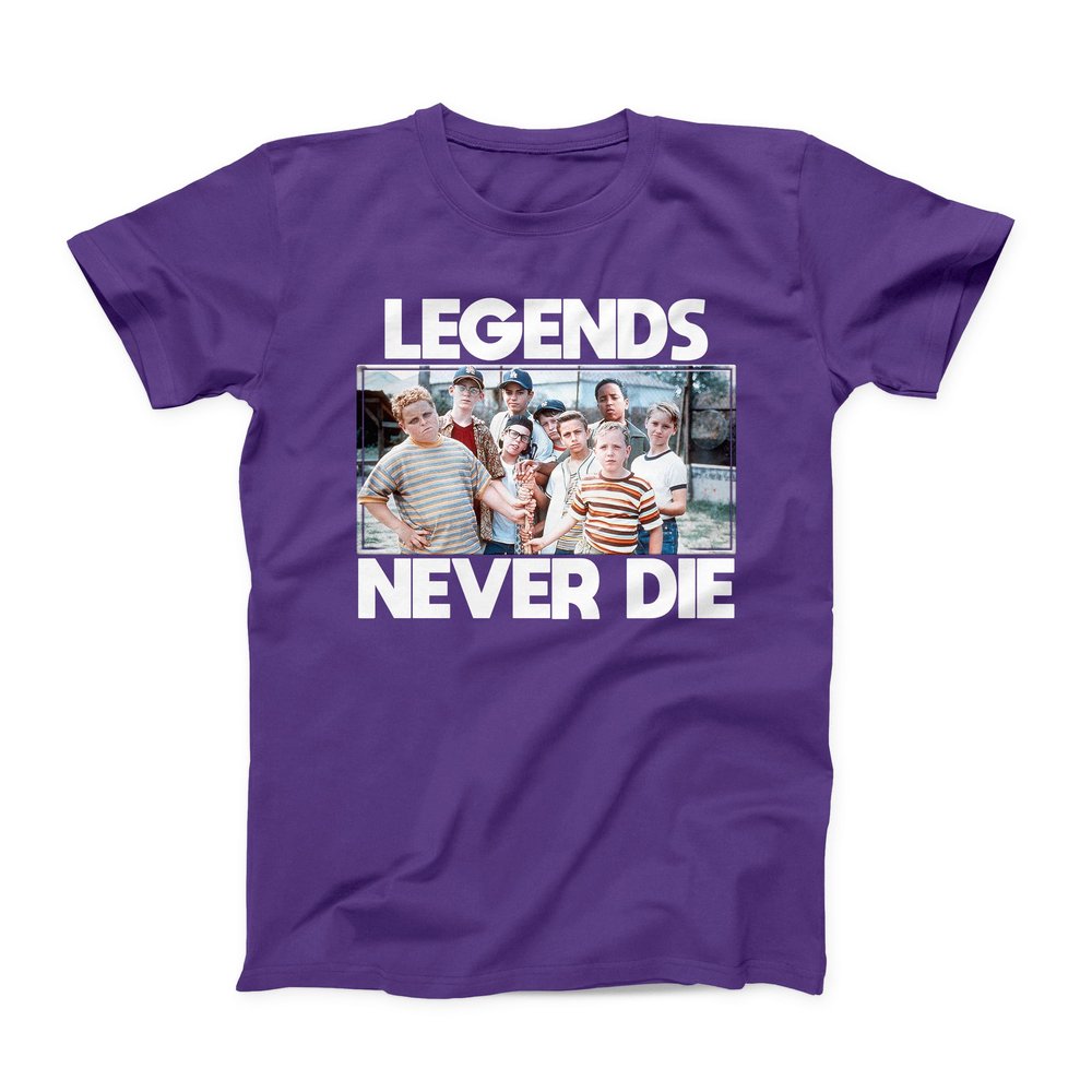 Sandlot Legends Never Die Youth T Shirt (Youth Small, Purple)