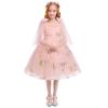 1st Birthday Girl Dress Baby Pink Floral Embroidery Tulle Dresses Sleeveless Spaghetti Straps Dress Toddler Wedding Party Princess Dress Pink 12-18 Months view 2
