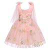 1st Birthday Girl Dress Baby Pink Floral Embroidery Tulle Dresses Sleeveless Spaghetti Straps Dress Toddler Wedding Party Princess Dress Pink 12-18 Months view 3