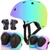 Color Gradient Adjustable Bike Helmet with Knee and Elbow Pads - Kids Toddler Boys and Girls Skateboard Helmet for Ages 3-14 | Ideal for Riding, Scooters, Inline Skating, Longboarding, Roller Skating view 1
