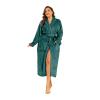 RONGTAI Fleece Womens Bathrobe, Long Plush Robes for Women, Two Side Pockets and Belts, Warm and Cozy (Green, M), Medium view 1