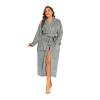 RONGTAI Fleece Womens Bathrobe, Long Plush Robes for Women, Two Side Pockets and Belts, Warm and Cozy (Grey, S), Small view 1