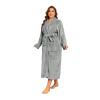 RONGTAI Fleece Womens Bathrobe, Long Plush Robes for Women, Two Side Pockets and Belts, Warm and Cozy (Grey, S), Small view 4