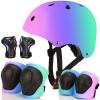 Color Gradient Adjustable Bike Helmet with Knee and Elbow Pads - Kids Toddler Boys and Girls Skateboard Helmet for Ages 3-14 | Ideal for Riding, Scooters, Inline Skating, Longboarding, Roller Skating view 1