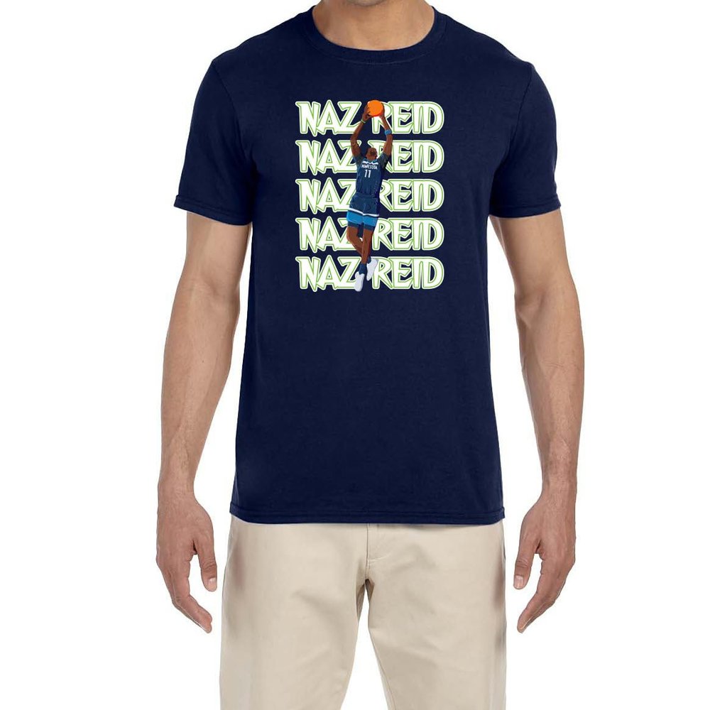 Past Time Shirts Navy Minnesota Naz Reid Text Pic T-Shirt Youth XL, 18-20