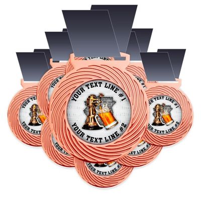 10 Pack Beer Award Medal Customizable YOUR CUSTOM TEXT for our beer award medallion. Great for brewing and craft beer competitions! Large 3-1/8W x 3-1/2H quality medal printed packaged USA