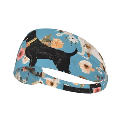 MINDBBDFJ Sweet Basset Hound Florals Print Sports Headbands for Men & Women, Moisture Wicking Sweatbands, Elastic Non Slip Sweat Bands, Cycling, Basketball, Yoga