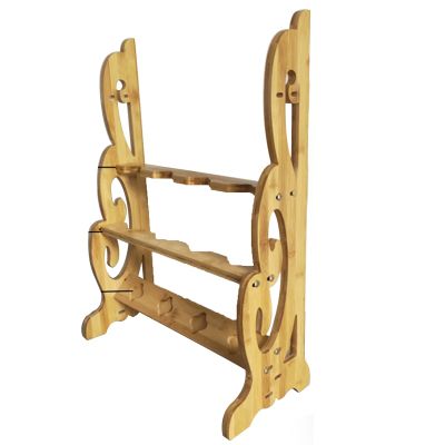 Vertical Display Sword Stand Katana Holder - Floor Standing Display Weapon Racks, Wooden Martial Arts Sword Stands Sword Hangers for Storing Various Swords and Long Weapons (2-8 Floors) (Yellow 4)
