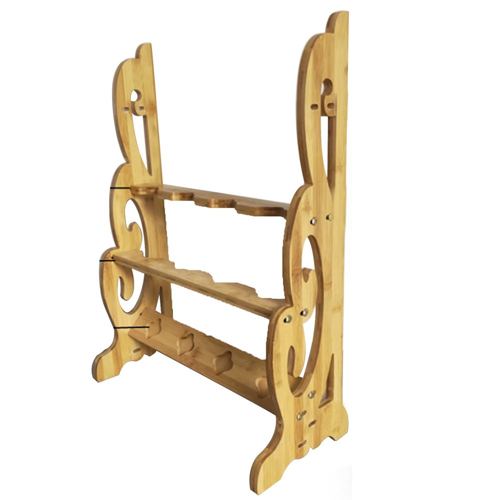 Vertical Display Sword Stand Katana Holder - Floor Standing Display Weapon Racks, Wooden Martial Arts Sword Stands Sword Hangers for Storing Various Swords and Long Weapons (2-8 Floors) (Yellow 4)