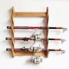 EliteBloom Wall Mount Hanger Holder Katana Stand, Multilayer Floor Standing Sword Stand, 1-12 Layer Weapon Shelves Martial Arts Sword Holder Vertical Display Stands Rack, Fishing Rod (Brown 4) view 1