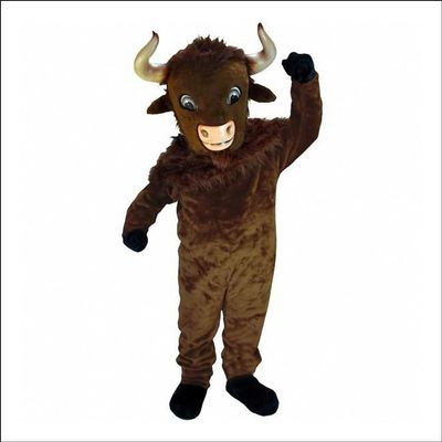 Dark Brown Bison Mascot Costume Adult Size for Men & Women with Built-in Fan Inside the Head