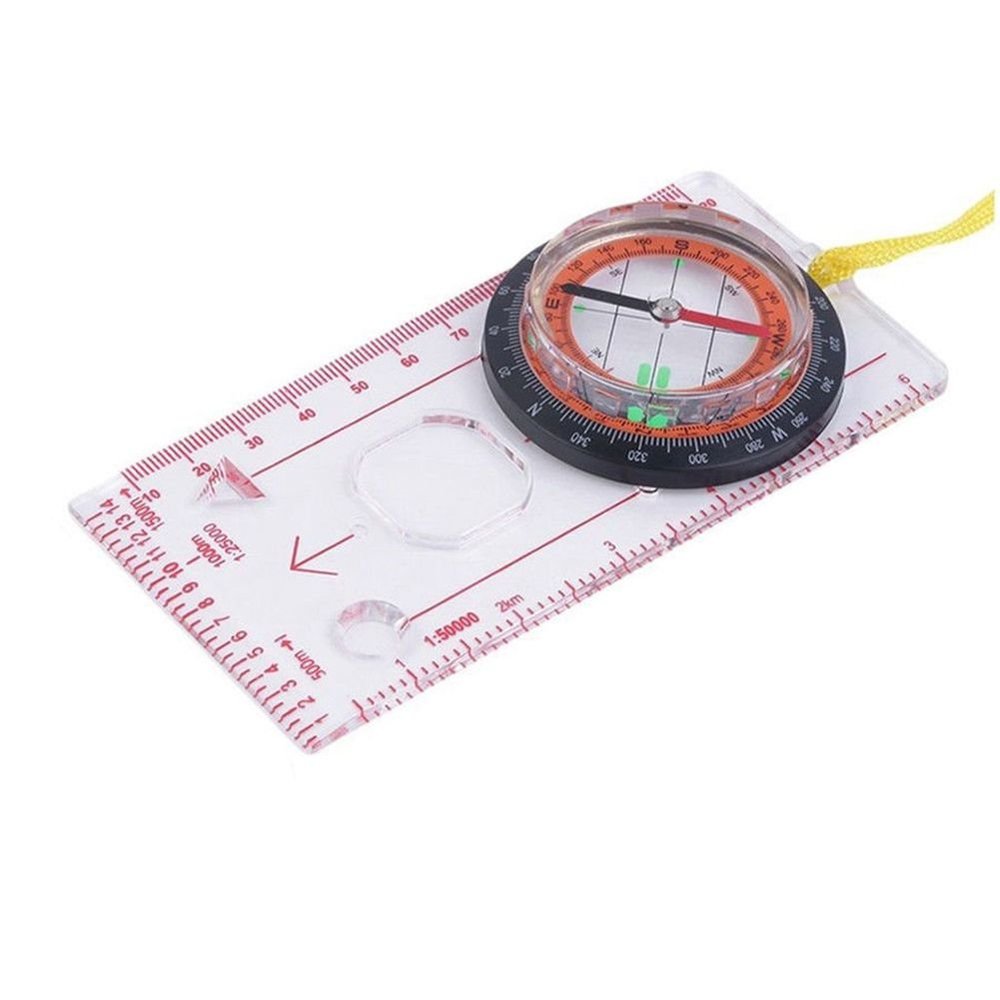 IDOLOVA Baseplate Ruler Compass Map Scale Magnifier with Strap Camping Hiking OCOMP7198