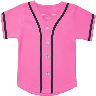 SPTEHW Kids Baseball Jersey Button Down Hip Hop T Shirts Personalized Softball Jersey for Boys Girls (8 Years, Pink)