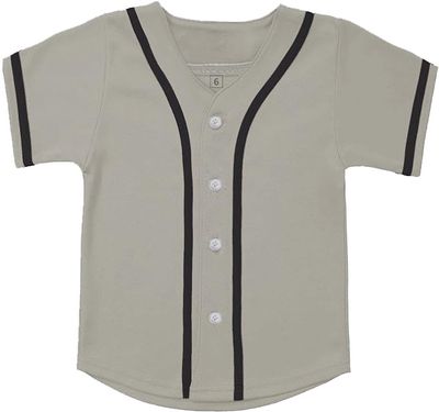 SPTEHW Kids Baseball Jersey Button Down Hip Hop T Shirts Personalized Softball Jersey for Boys Girls (2 Years, Grey)