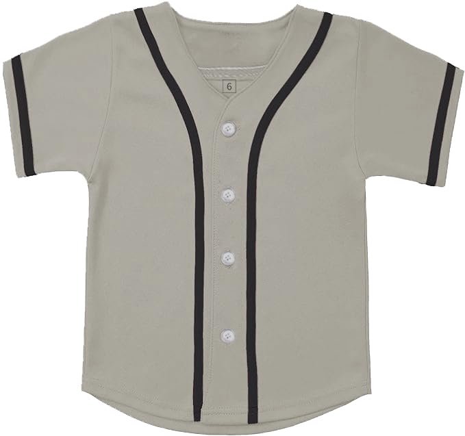 SPTEHW Kids Baseball Jersey Button Down Hip Hop T Shirts Personalized Softball Jersey for Boys Girls (2 Years, Grey)