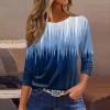 3/4 Length Sleeve Womens Tops Dressy Casual Blouses - Spring Fashion 2026 Plus Size Crew Neck Fitted Tshirt - Business Teacher Going Out Trendy Tops Tunics for Leggings 03-Blue Large view 2