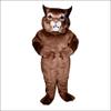 Brown Wildcat Mascot Costume Adult Size for Men & Women with Built-in Fan Inside the Head view 1