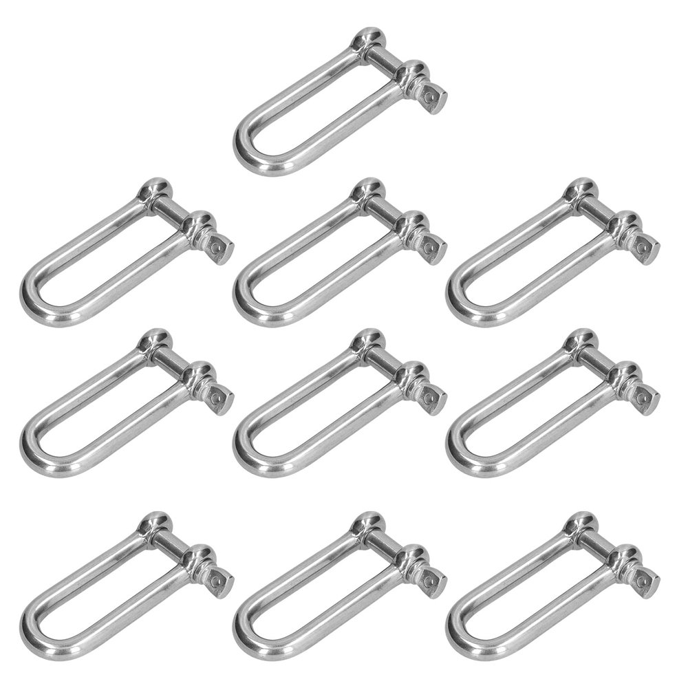HUAOSN D Shaped Shackles, Stainless Steel Straight Anchor Screw Pin, Long Straight D Shackle, Chain Wire Rope Connector for Electric Power and Construction[M5]