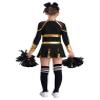 Hularka Girls Cheer Leader Costume Fancy Dress Cheerleading Outfits Long Sleeve Dance Dress and Headwear Pom Pom Socks Gold&Black 14 Years view 2